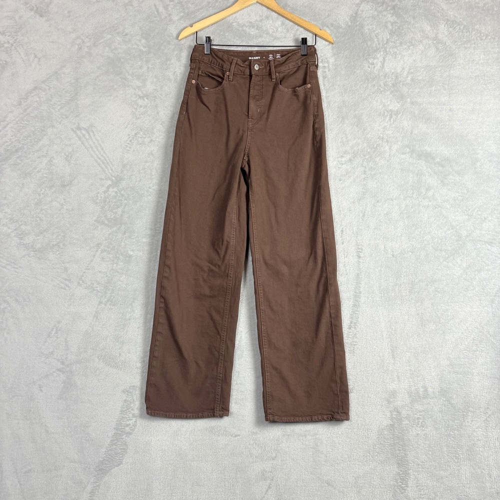 Old Navy Sky-Hi Extra High Rise Wide Leg Jeans Brown Espresso Bark Size 4